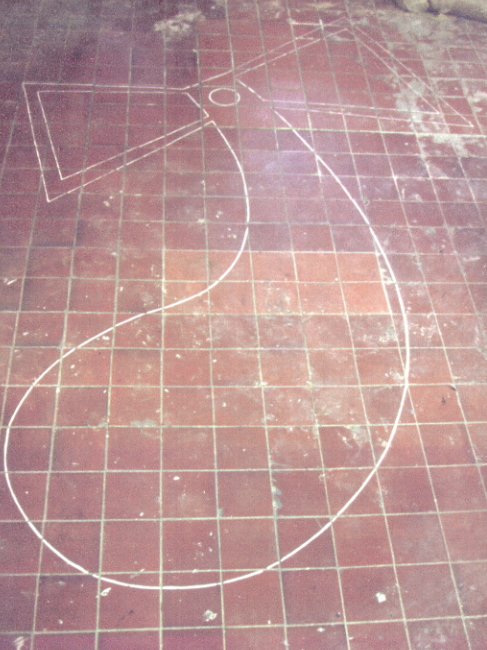 radiator paint on floor tiles