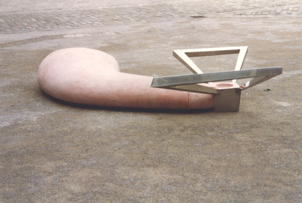 Sculpture, Stainless steel and pink concrete over glass fibre strengthened polystyrene
